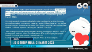 JD ID Umumkan Tutup Mulai 31 Maret 2023
