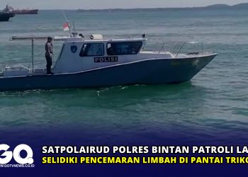 Satpolairud Polres Bintan Patroli Laut Selidiki Pencemaran Limbah di Pantai Trikora