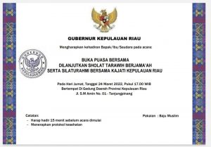 Dilarang Jokowi, Undangan Buka Puasa Bersama Gubernur Kepri Malah Beredar