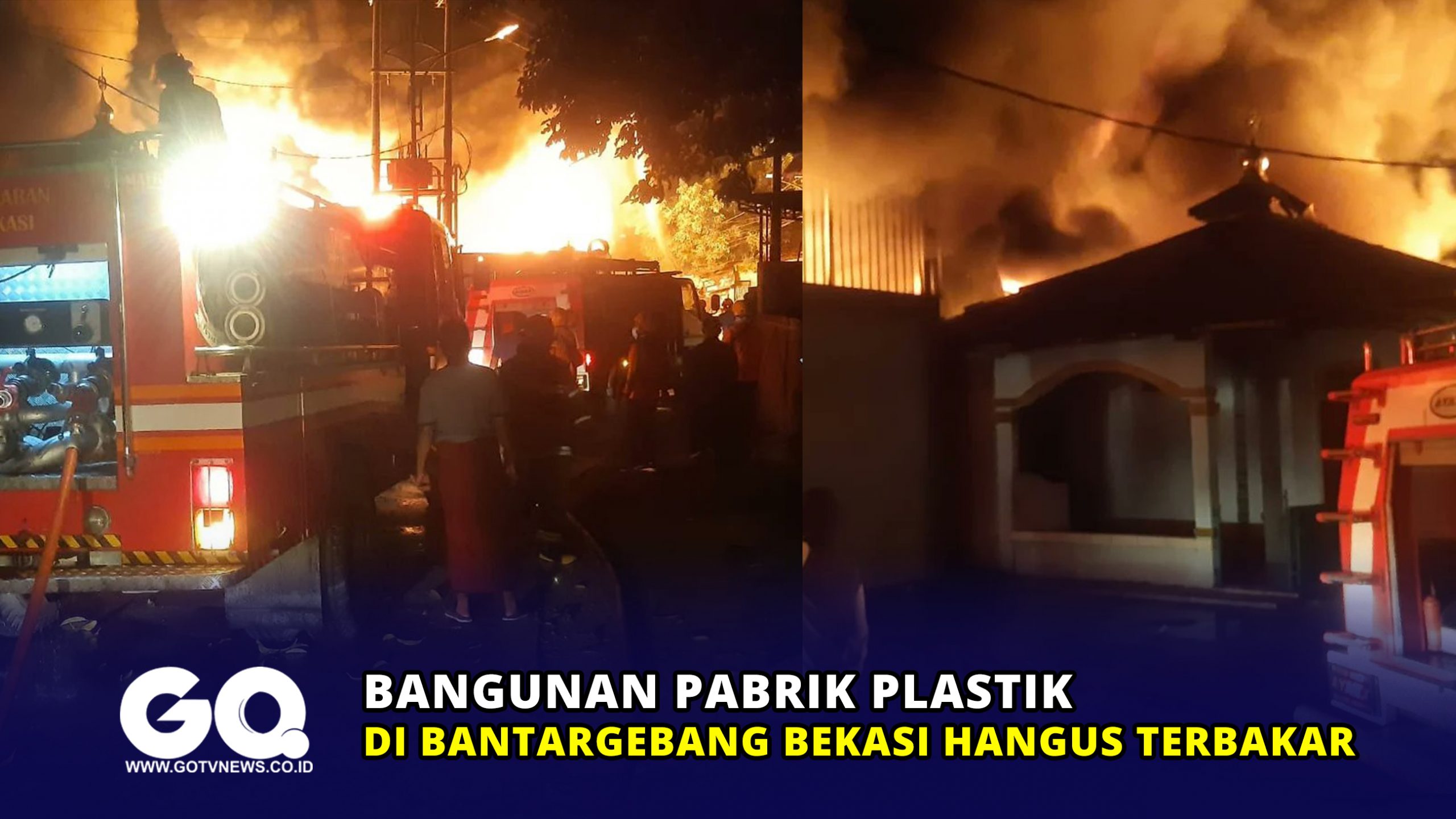 Bangunan Pabrik Plastik di Bantargebang Bekasi Hangus Terbakar