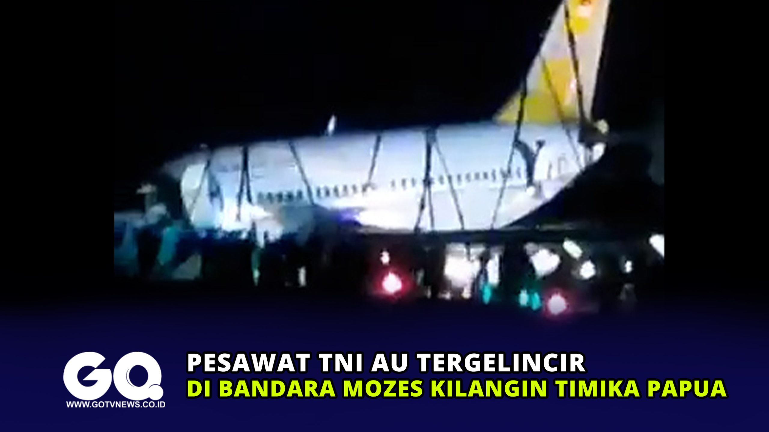 Pesawat TNI AU Tergelincir di Bandara Mozes Kilangin Timika Papua