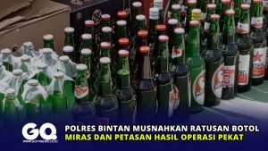 Polres Bintan Musnahkan Ratusan Botol Miras dan Petasan Hasil Operasi Pekat