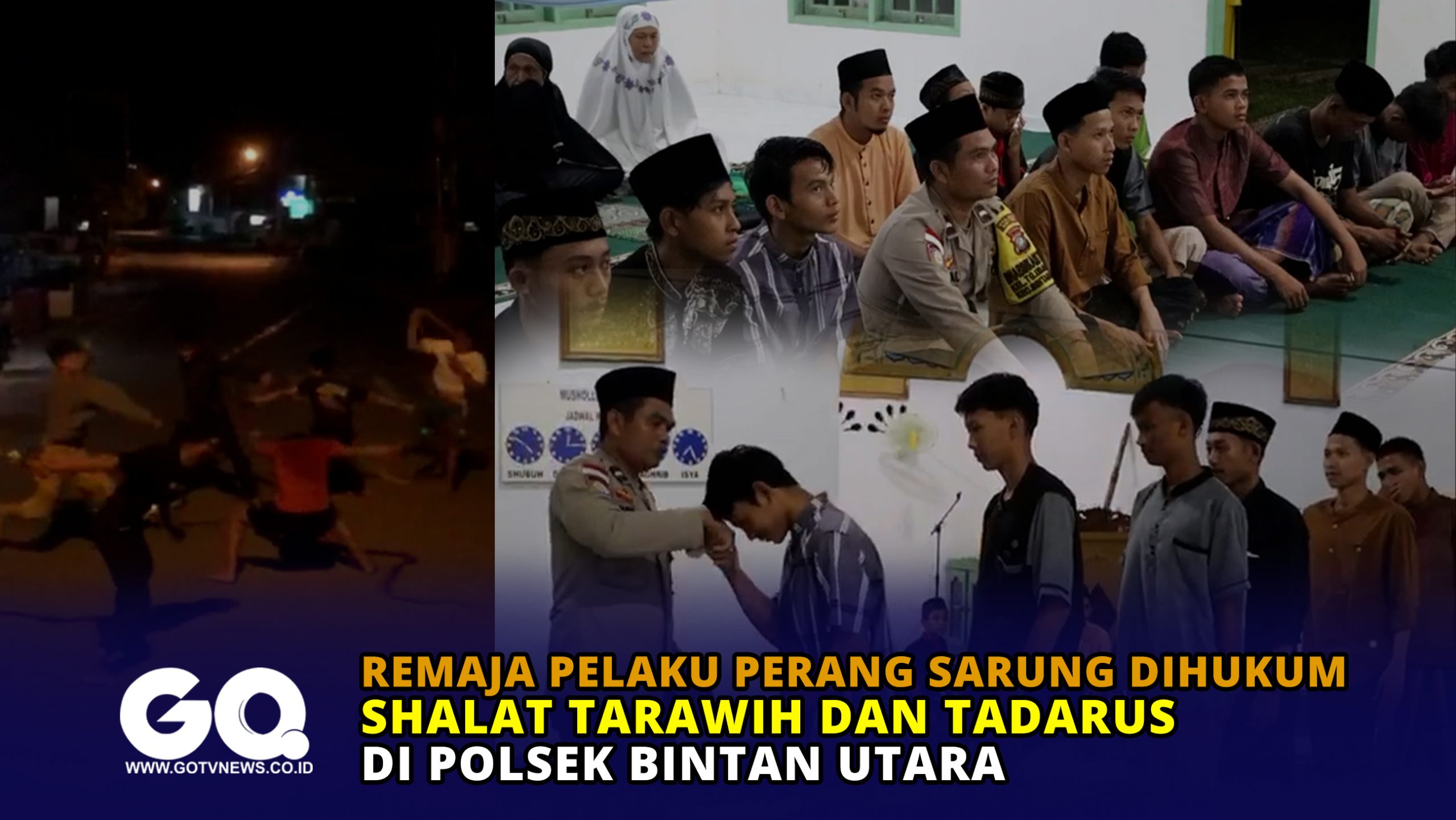 Remaja Pelaku Perang Sarung Dihukum Shalat Tarawih dan Tadarus di Polsek Bintan Utara