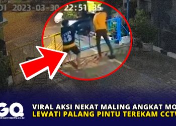 Viral Aksi Nekat Maling Angkat Motor Lewati Palang Pintu Terekam CCTV