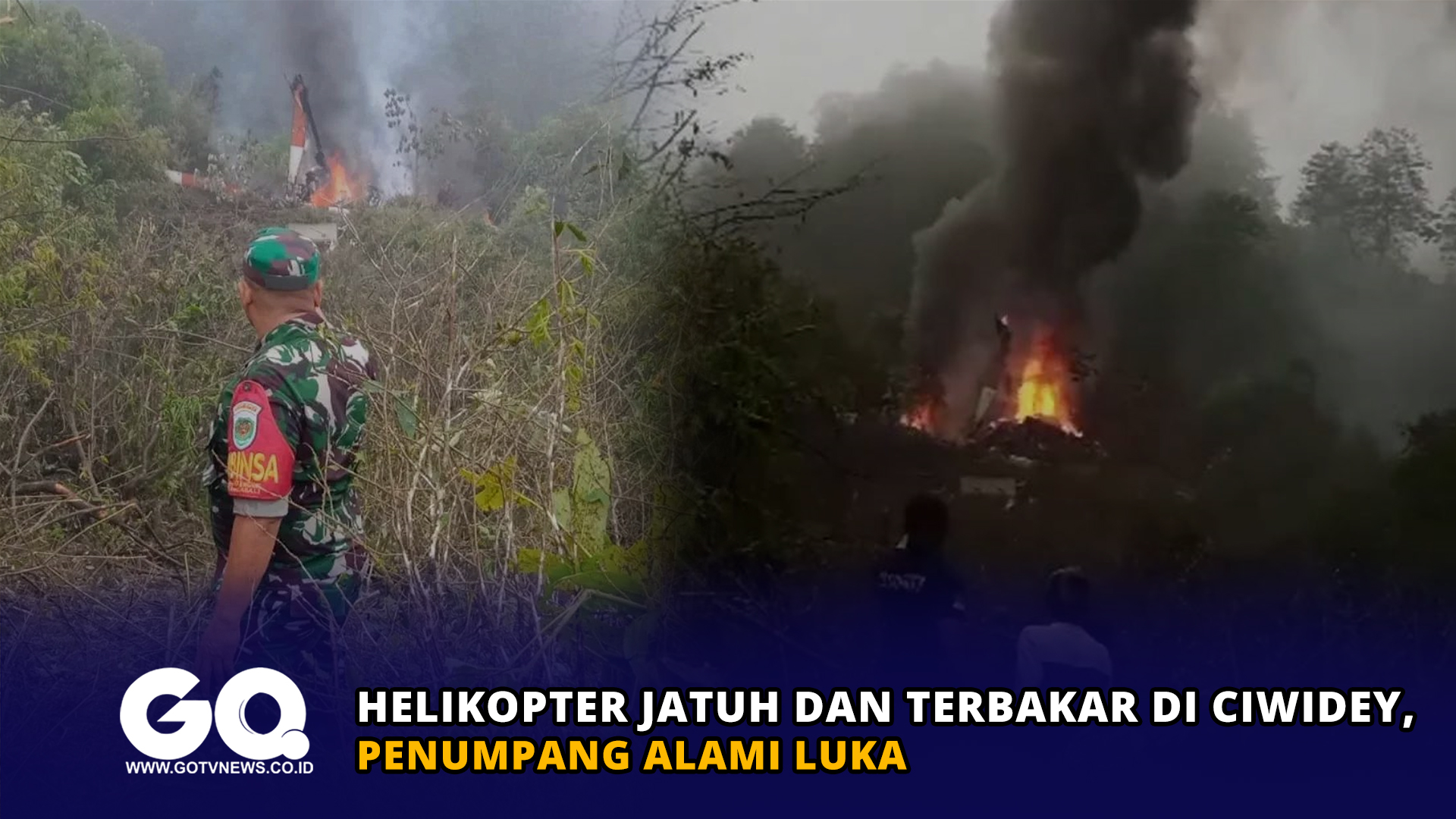 Helikopter Jatuh dan Terbakar di Ciwidey, Penumpang Alami Luka