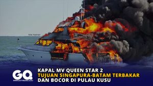 Kapal MV Queen Star 2 Tujuan Singapura-Batam Terbakar dan Bocor di Pulau Kusu