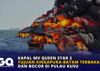 Kapal MV Queen Star 2 Tujuan Singapura-Batam Terbakar dan Bocor di Pulau Kusu