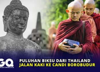 Puluhan Biksu dari Thailand Jalan Kaki ke Candi Borobudur