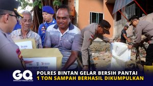Polres Bintan Gelar Bersih Pantai, 1 Ton Sampah Berhasil Dikumpulkan