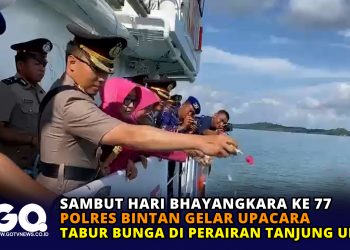 Sambut Hari Bhayangkara Ke 77, Polres Bintan Gelar Upacara Tabur Bunga di Perairan Tanjung Uban