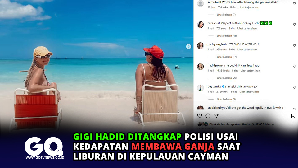 Gigi Hadid Ditangkap Polisi usai Kedapatan Membawa Ganja saat Liburan di Kepulauan Cayman