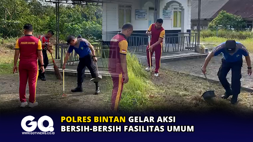 Polres Bintan Gelar Aksi Bersih-bersih Fasilitas Umum