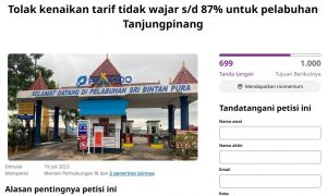 Ratusan Akun Teken Petisi Online Tolak Kenaikan Tarif Pas Pelabuhan Tanjungpinang