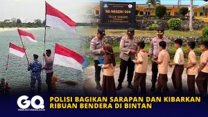Polisi Bagikan Sarapan dan Kibarkan Ribuan Bendera di Bintan