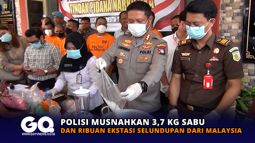 Polisi Musnahkan 3,7 Kg Sabu dan Ribuan Ekstasi Selundupan dari Malaysia