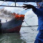 Kapal KM Batam Baru Terbakar di Perairan Rimba Jaya