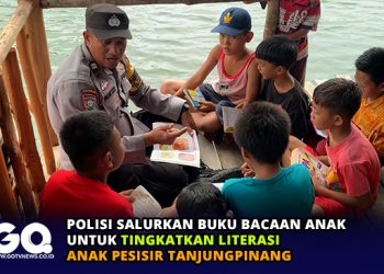 Polisi Salurkan Buku Bacaan Anak untuk Tingkatkan Literasi Anak Pesisir Tanjungpinang