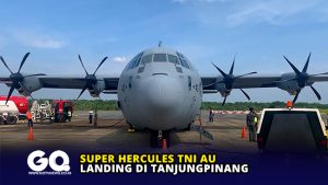 Super Hercules TNI AU Landing di Tanjungpinang