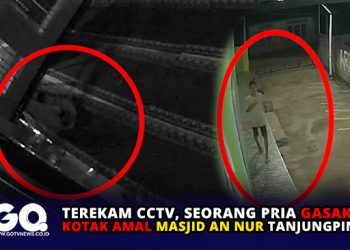 Terekam CCTV, Seorang Pria Gasak Kotak Amal Masjid An Nur Tanjungpinang