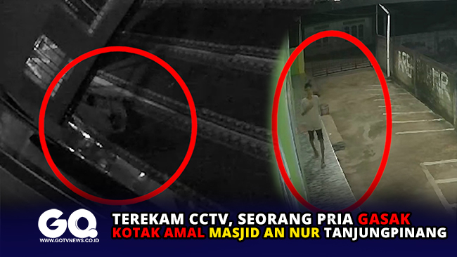 Terekam CCTV, Seorang Pria Gasak Kotak Amal Masjid An Nur Tanjungpinang
