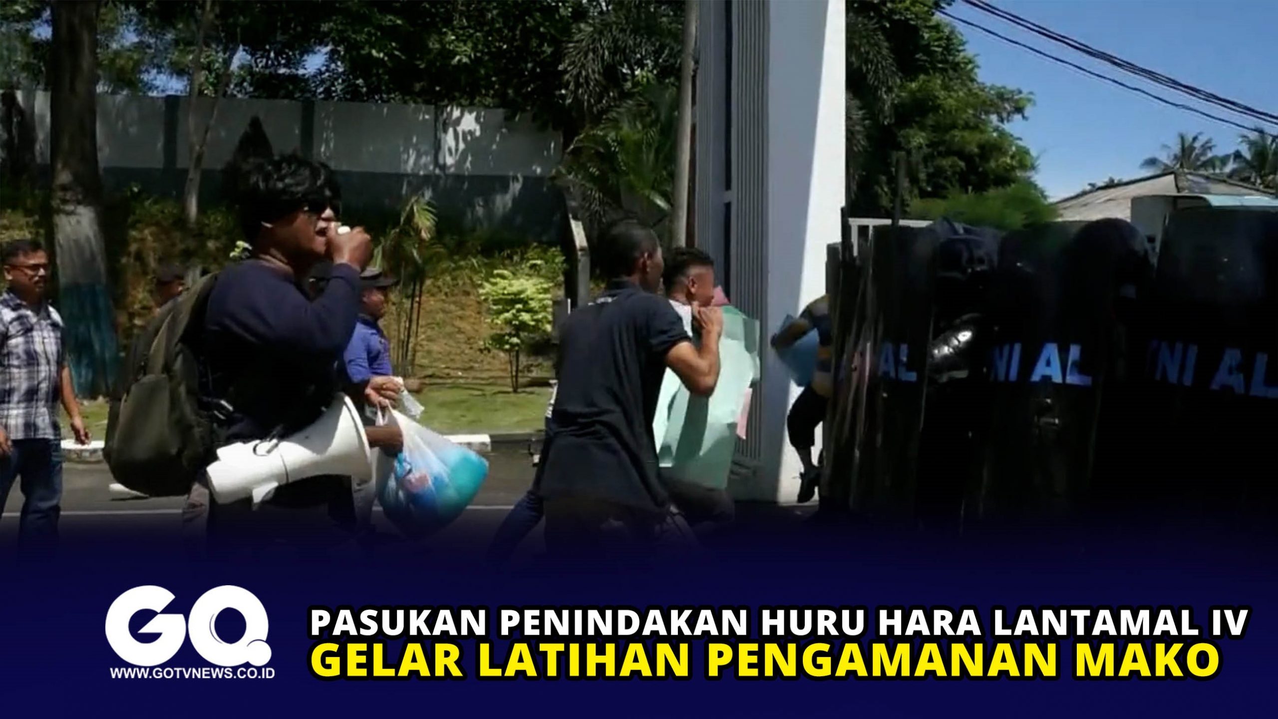 Pasukan Penindakan Huru Hara Lantamal IV Gelar Latihan Pengamanan Mako