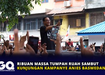 Ribuan Massa Tumpah Ruah Sambut Kunjungan Kampanye Anies Baswedan