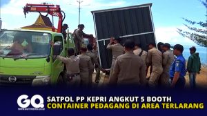 Satpol PP Kepri Angkut 5 Booth Container Pedagang di Area Terlarang