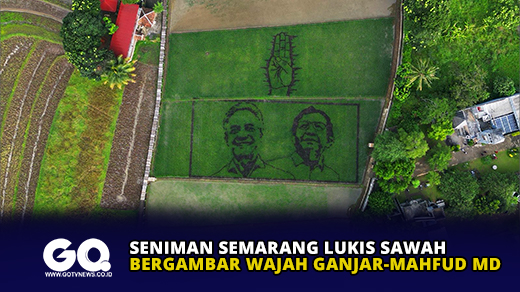 Seniman Semarang Lukis Sawah Bergambar Wajah Ganjar-Mahfud MD