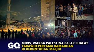 Miris, Warga Palestina Gelar Shalat Tarawih Pertama Ramadhan di Reruntuhan Masjid