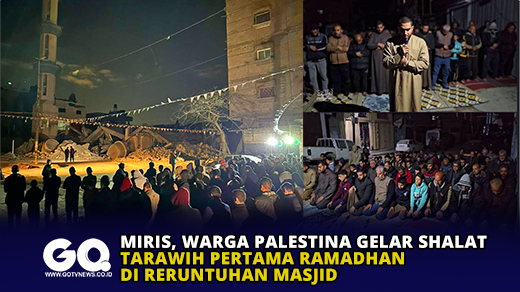 Miris, Warga Palestina Gelar Shalat Tarawih Pertama Ramadhan di Reruntuhan Masjid