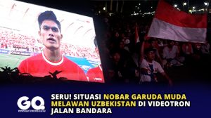 Seru! Situasi Nobar Garuda Muda Melawan Uzbeskistan di Videotron Jalan Bandara