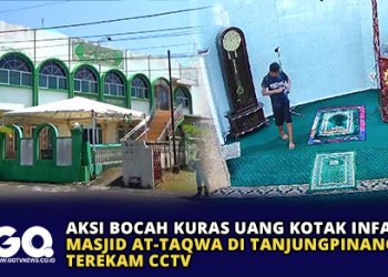 Aksi Bocah Kuras Uang Kotak Infaq Masjid AT-Taqwa di Tanjungpinang Terekam CCTV