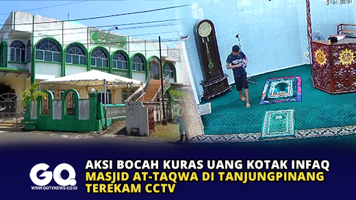 Aksi Bocah Kuras Uang Kotak Infaq Masjid AT-Taqwa di Tanjungpinang Terekam CCTV