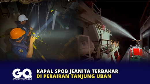 Kapal SPOB Jeanita Terbakar di Perairan Tanjung Uban