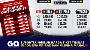 Suporter Ngeluh Harga Tiket Timnas Indonesia vs Irak dan Filipina Mahal!