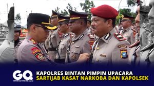 Kapolres Bintan Pimpin Upacara Sartijab Kasat Narkoba dan Kapolsek