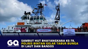 Sambut HUT Bhayangkara ke-78, Polres Bintan Gelar Tabur Bunga di Laut dan Bansos