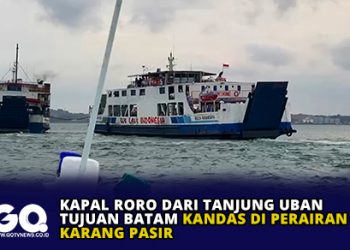 Kapal Roro dari Tanjung Uban Tujuan Batam Kandas di Perairan Karang Pasir
