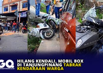 Hilang Kendali, Mobil Box di Tanjungpinang Tabrak Kendaraan Warga
