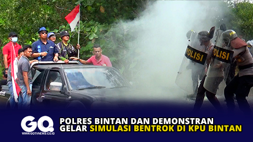 Polres Bintan dan Demonstran Gelar Simulasi Bentrok di KPU Bintan