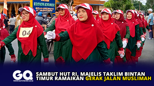 Sambut HUT RI, Majelis Taklim Bintan Timur Ramaikan Gerak Jalan Muslimah