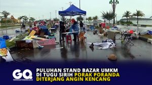 Puluhan Stand Bazar UMKM di Tugu Sirih Porak Poranda Diterjang Angin Kencang