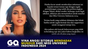 Vina Anggi Sitorus Mendadak Mundur dari Miss Universe Indonesia 2024