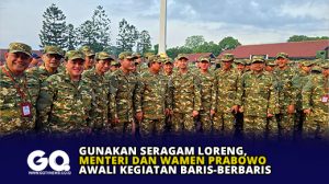 Gunakan Seragam Loreng, Menteri dan Wamen Prabowo Awali Kegiatan Baris-Berbaris