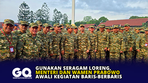 Gunakan Seragam Loreng, Menteri dan Wamen Prabowo Awali Kegiatan Baris-Berbaris