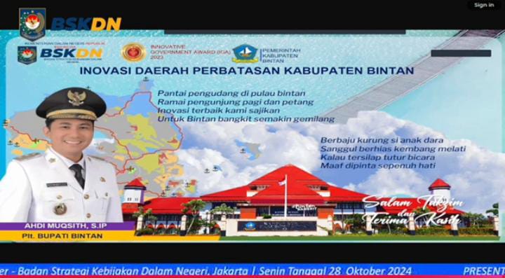 Lewat Inovasi BIP dan STV, Bintan Masuk Nominator Innovative Goverment Award 2024.