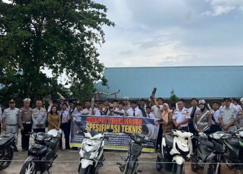 Satlantas Tertibkan Puluhan Knalpot Brong Milik Siswa SMPN 7 Tanjungpinang.