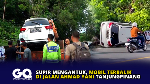 Supri Mengantuk, Mobil Terbalik di Jalan Ahmad Yani Tanjungpinang