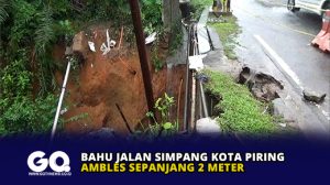 Bahu Jalan Simpang Kota Piring Ambles Sepanjang 2 Meter