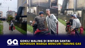Gokil! Maling di Bintan Santai Kepergok Warga Mencuri Tabung Gas